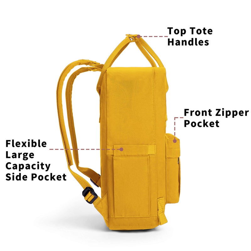 KALIDI Casual Laptop Backpack 15 Inches Classic Camping Rucksack Travel Outdoor Square Daypack College Hiking Gym Bag, Yellow - Image 3